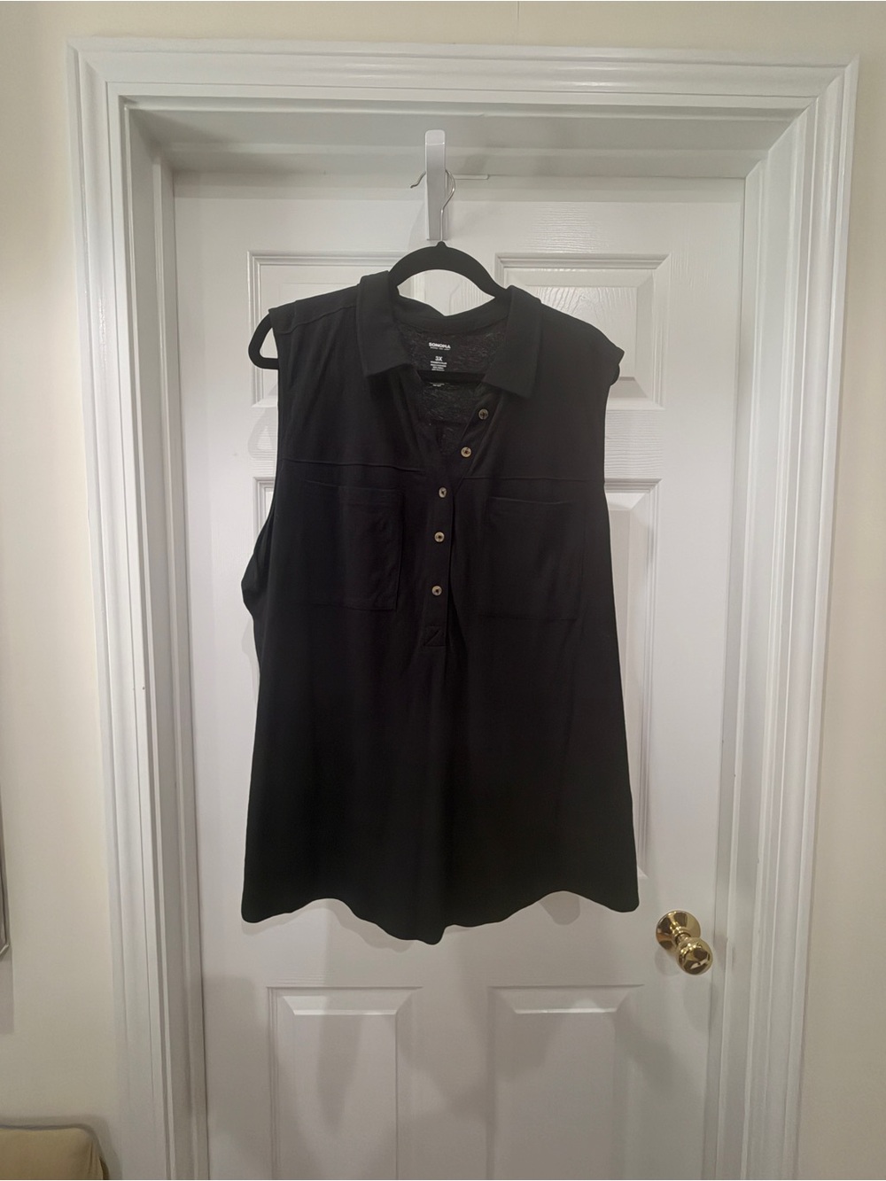 NWOT Sonoma Black Sleeveless Collared Button-Detailed Tunic